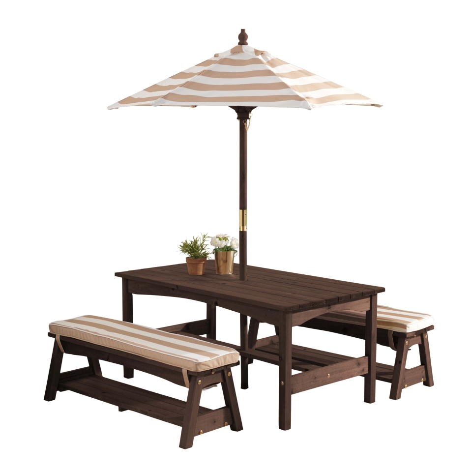 <p><a href="https://go.redirectingat.com?id=74968X1596630&url=https%3A%2F%2Fwww.walmart.com%2Fip%2FKidKraft-Outdoor-Wooden-Table-Bench-with-Cushions-and-Umbrella-Espresso-For-Ages-3%2F44554112&sref=https%3A%2F%2Fwww.womansday.com%2Fhome%2Fg60523584%2Fbest-kids-picnic-tables%2F" rel="nofollow noopener" target="_blank" data-ylk="slk:Shop Now;elm:context_link;itc:0;sec:content-canvas" class="link ">Shop Now</a></p><p>Wooden Table and Bench </p><p>walmart.com</p><p>$208.24</p>