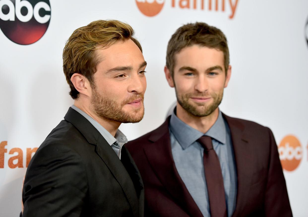 Chace Crawford, right, fondly recalled living with Ed Westwick (left) in a small New York City apartment in the early days of filming "Gossip Girl" in the mid-to-late 2000s.