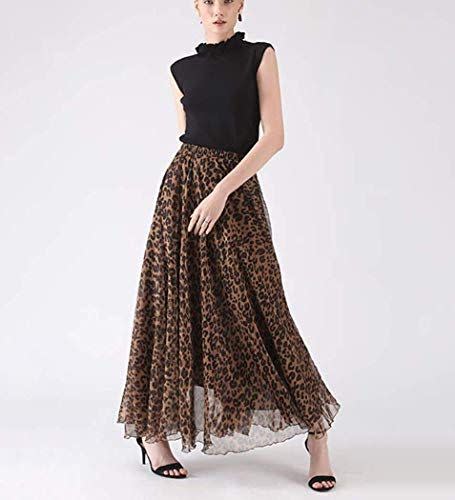 13) Elastic Drawstring High-Waisted Leopard Print Skirt