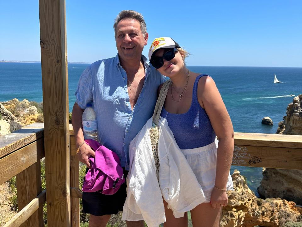 Emma Di Palma and her father in Portugal.