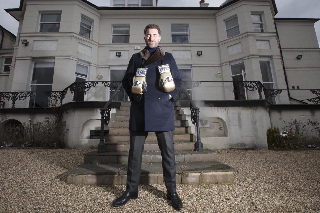 King of the manor: boxing promoter Eddie Hearn outside the Matchroom HQ in Essex