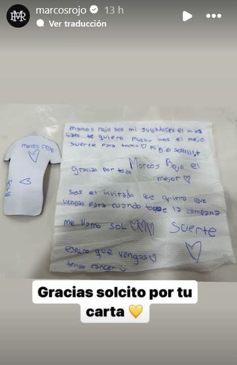 Marcos Rojo agradeció la sentida carta de la fanática