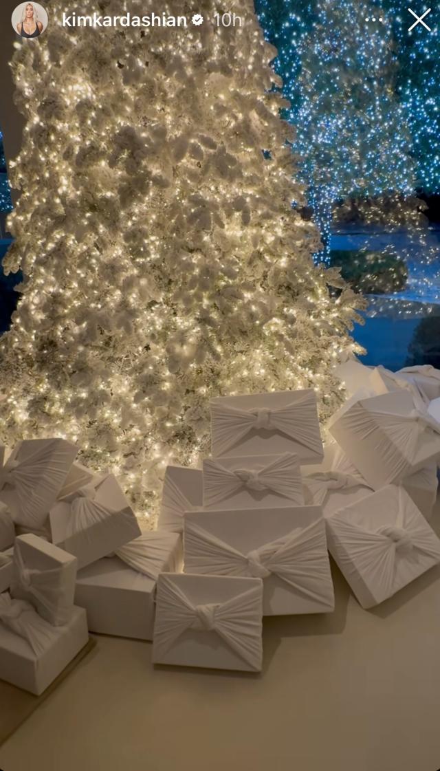 Kim Kardashian Uses Skims Fabric to Wrap Her Christmas Presents in 'Winter  White' Theme