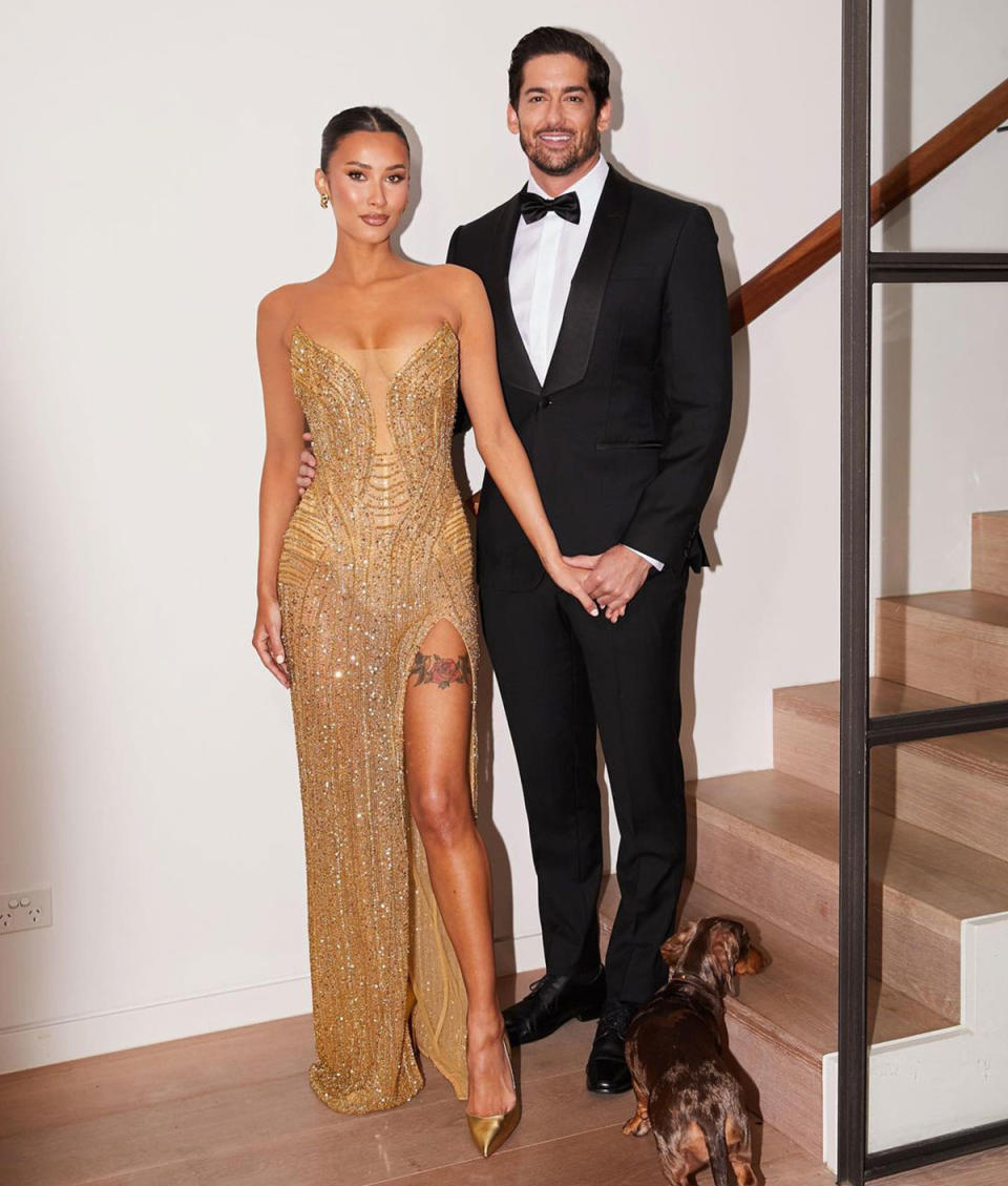Evelyn Ellis and Duncan James pose ahead of The Logies