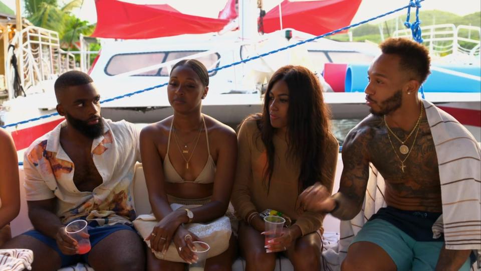 Michael Morency, Jasmina Outar, Katina Goode, and Olajuwon Dickerson on "Married at First Sight" season 14.