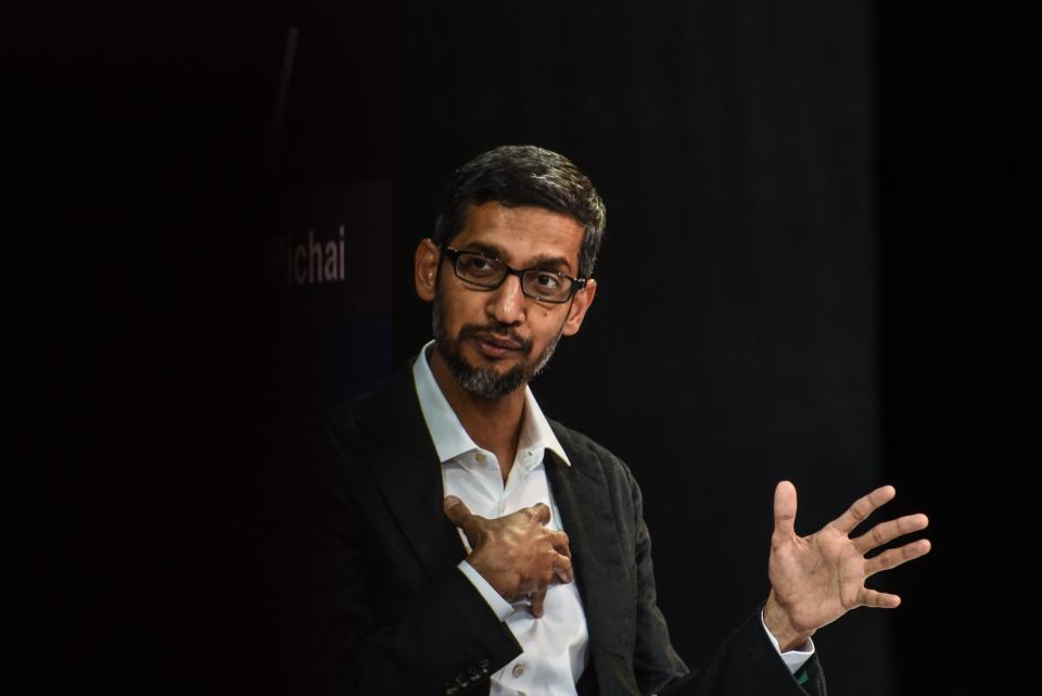 Sundar Pichai speaks at the New York Times DealBook conference in New York City (Getty Images)