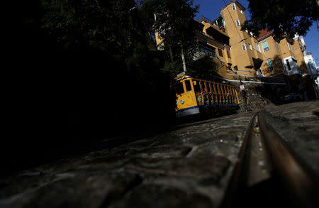 A bonde (tram) is seen in the Santa Teresa neighbourhood in Rio de Janeiro, Brazil, July 14, 2016. REUTERS/Ricardo Moraes