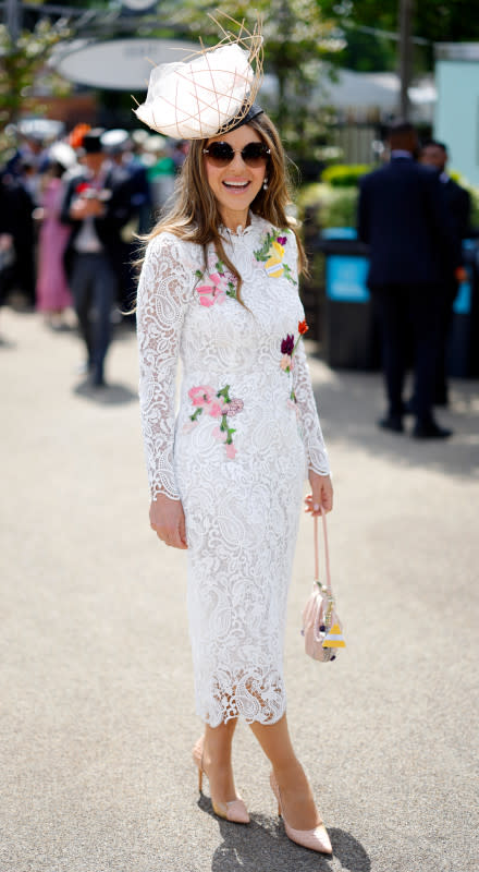 ASCOT, UNITED KINGDOM - JUNE 19: (EMBARGOED FOR PUBLICATION IN UK NEWSPAPERS UNTIL 24 HOURS AFTER CREATE DATE AND TIME) Elizabeth Hurley attends day two of Royal Ascot 2024 at Ascot Racecourse on June 19, 2024 in Ascot, England. <p>Max Mumby/Indigo/Getty Images</p>