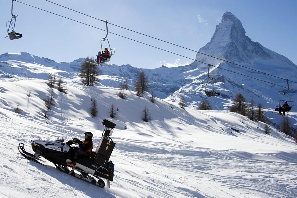 FILE - In this Feb. 21, 2011 file picture the Google Street View Snow Mobile takes pictures of ski slopes for Google's Street View in front of the Matterhorn mountain in Zermatt, Switzerland. Switzerland's supreme court has ruled that Google doesn't need to be perfect when it comes to privacy. The Internet giant has won a partial repeal of a lower court decision that required the company to guarantee absolute anonymity for people pictured in its popular Street View service. It must be accepted that up to a maximum of 1 percent of the images uploaded are insufficiently anonymized," the Swiss Federal Tribunal said in a statement Friday June 8, 2012. (AP Photo/Keystone, Olivier Maire,File)