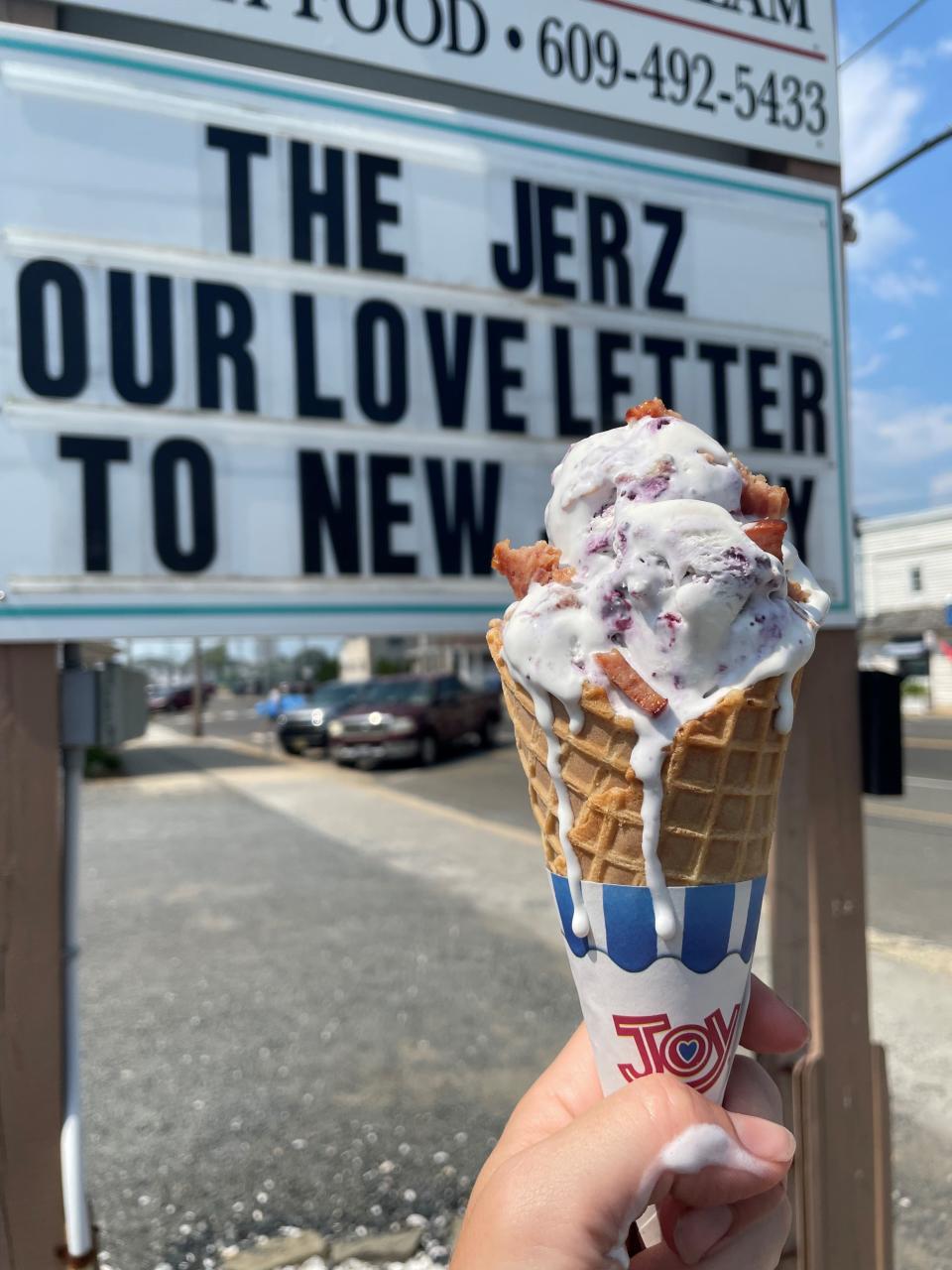 Made with Jersey corn, blueberries and pork roll, "The Jerz" ice cream is a new summer flavor at The WooHoo in Beach Haven.