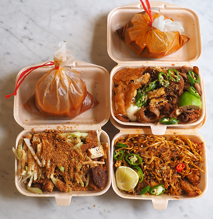 Your takeaway is packed in boxes with the gravy placed in plastic bags.