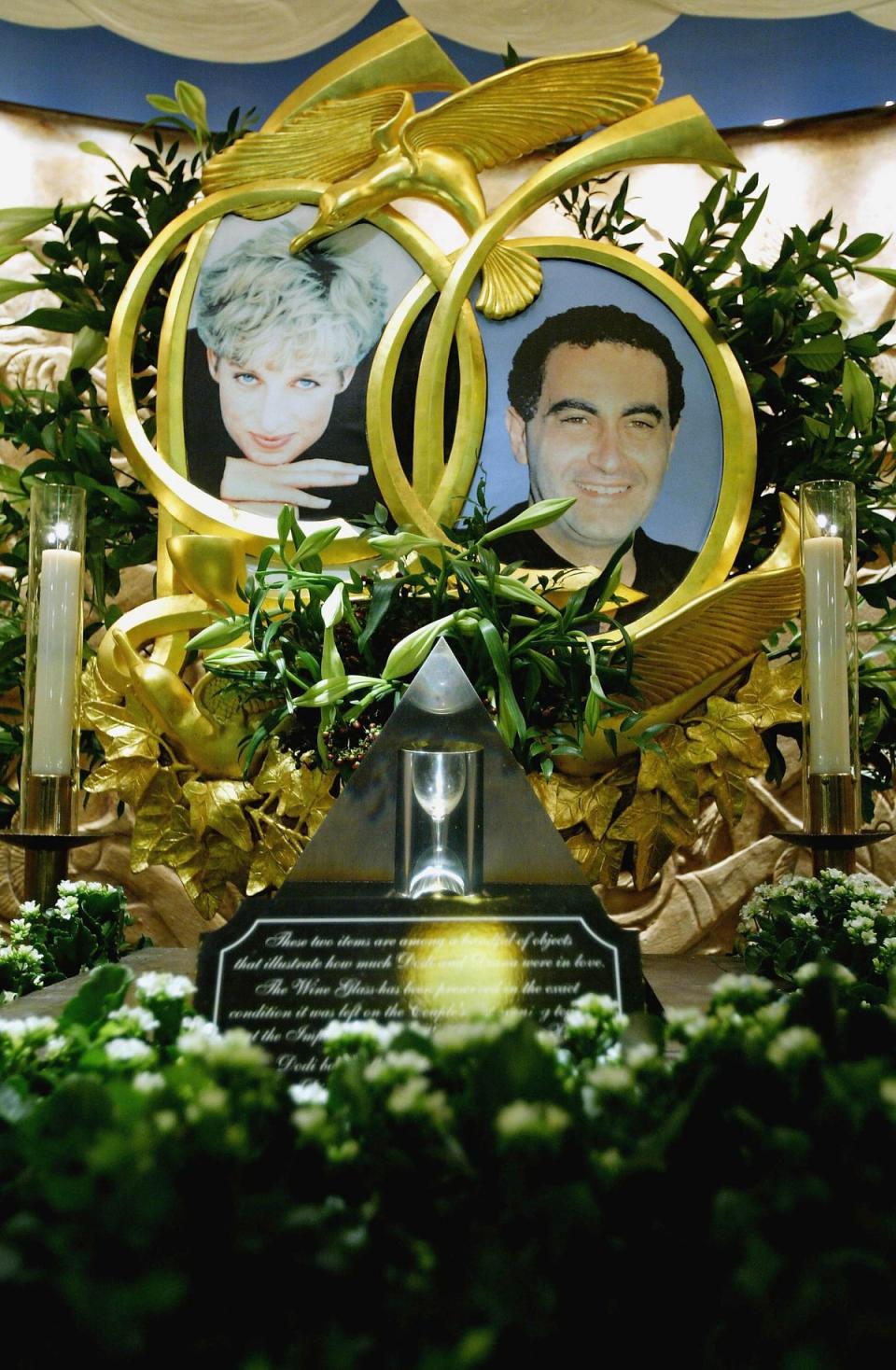 The memorial to Princess Diana and Dodi Fayad is seen in Harrods department store, December 2003 (Getty)