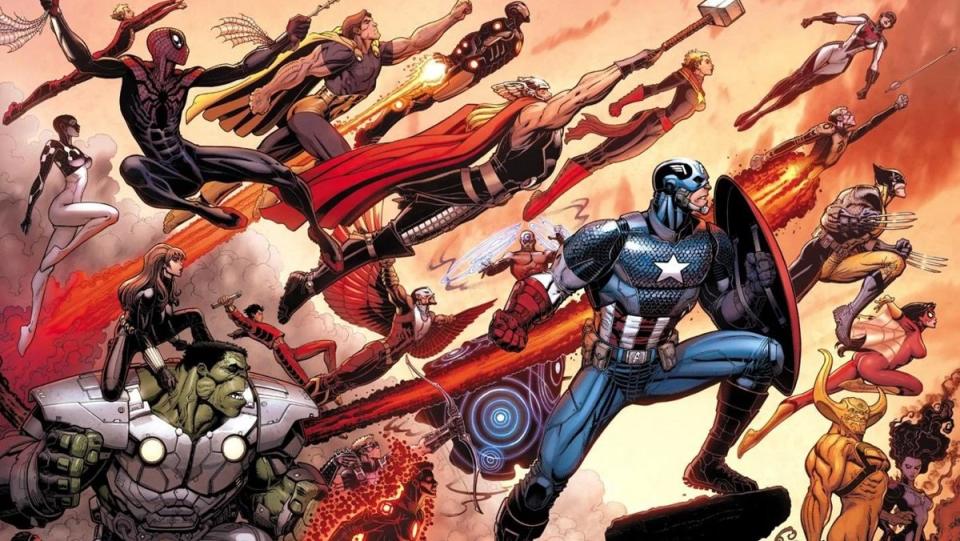 The roster of Jonathan Hickman's Avengers team leap into action. 