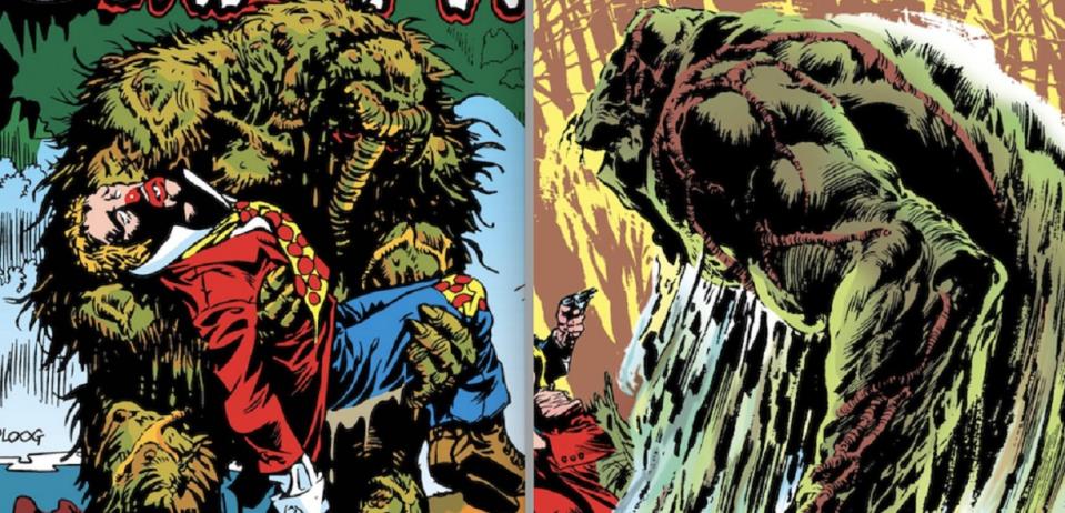 Marvel's Man-Thing and DC Comics' Swamp Thing, both characters who debuted in 1971. Marvel's Man-Thing will soon appear in the MCU on Werewolf by Night.