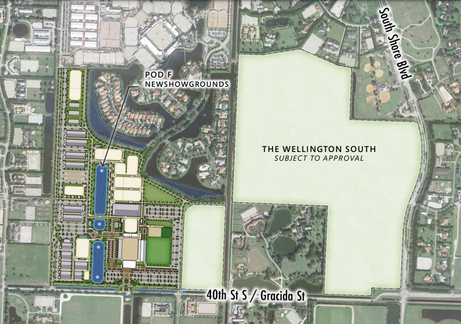 Wellington Lifestyle Partners is proposing to build new showgrounds on 144 acres that are directly below Wellington International and next to The Wellington South, a luxury neighborhood approved by the village council.
