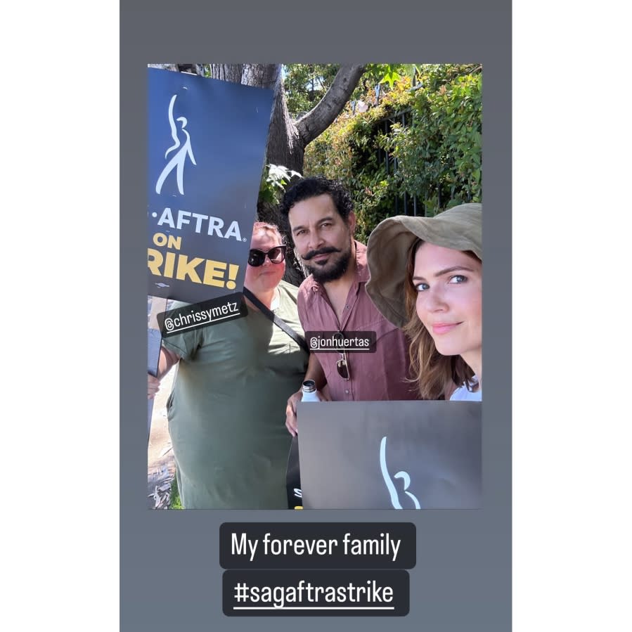 Mandy Moore Reunites With 'This Is Us' Costars Chrissy Metz and Jon Huertas at SAG-AFTRA Strike