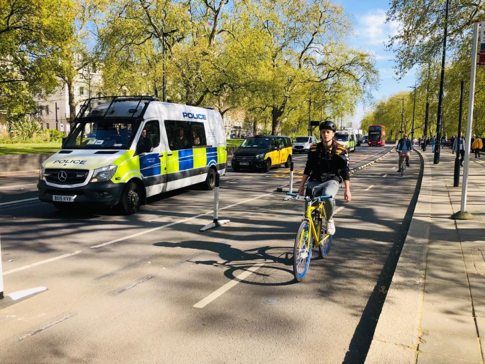 On your bike: the Park Lane cycle lane is being retained  (Ross Lydall)