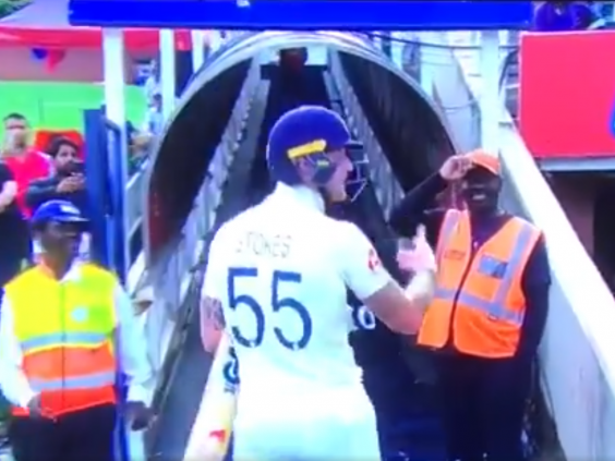 Ben Stokes appeared to get in a confrontation with a fan on his way off the pitch (Sky Sports / SuperSport)