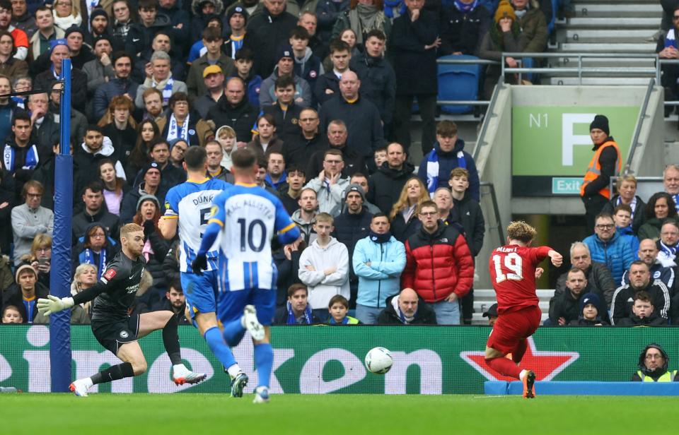 Harvey Elliott fires Liverpool into the lead at Brighton (Action Images via Reuters)