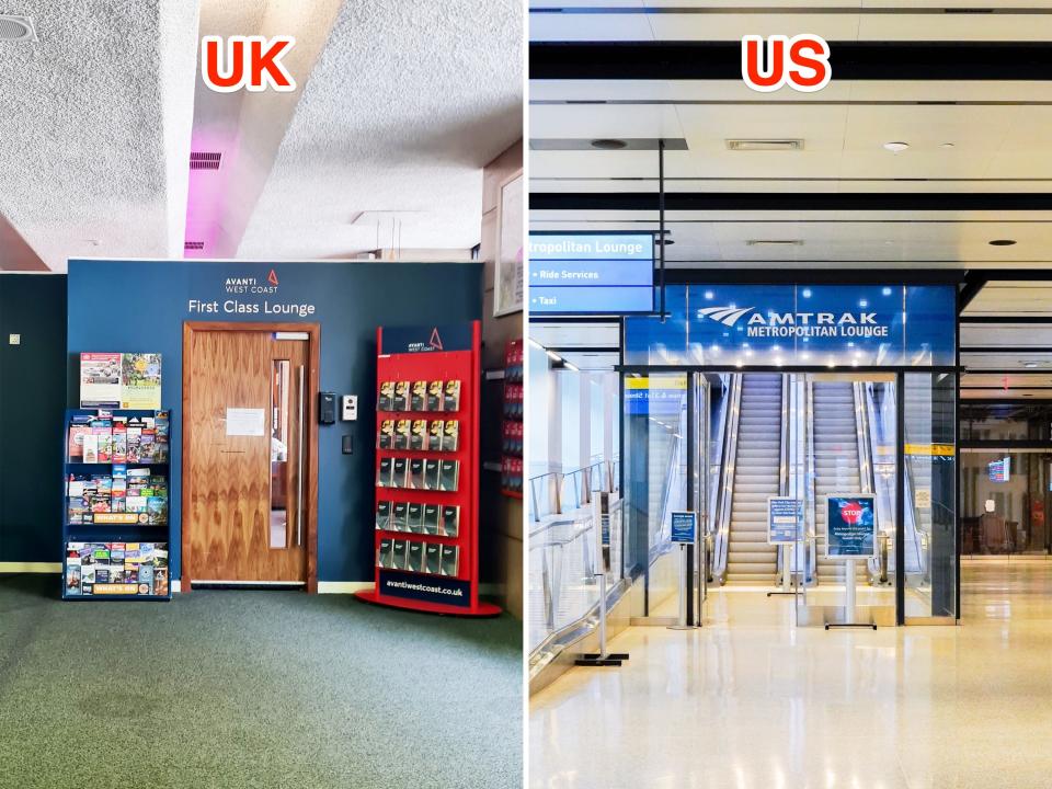 First-class lounge entrances in the UK and US