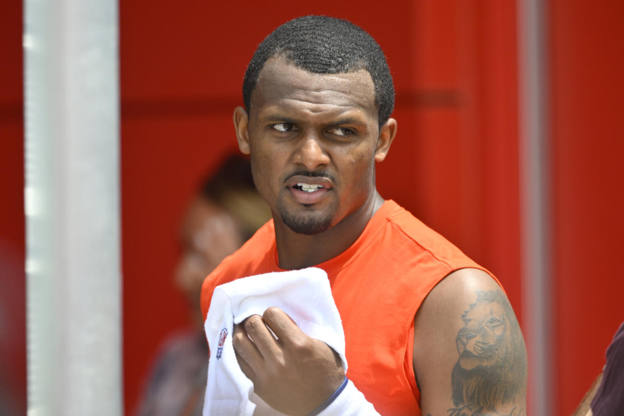 If you dropped truth serum into the water supply at Browns' HQ, they'd likely admit they weren't expecting Deshaun Watson's NFL suspension to last into the 2023 season. Now it's a real possibility. (AP Photo/David Richard)