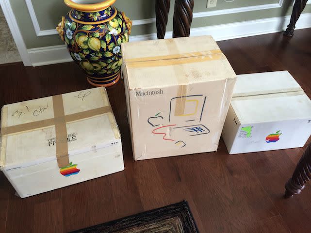 Boxes for Mac 512K, Apple Hard Disk 20, and Imagewriter Printer