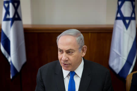 Israeli Prime Minister Benjamin Netanyahu chairs a weekly cabinet meeting in Jerusalem May 7, 2017. REUTERS/Oded Balilty/Pool