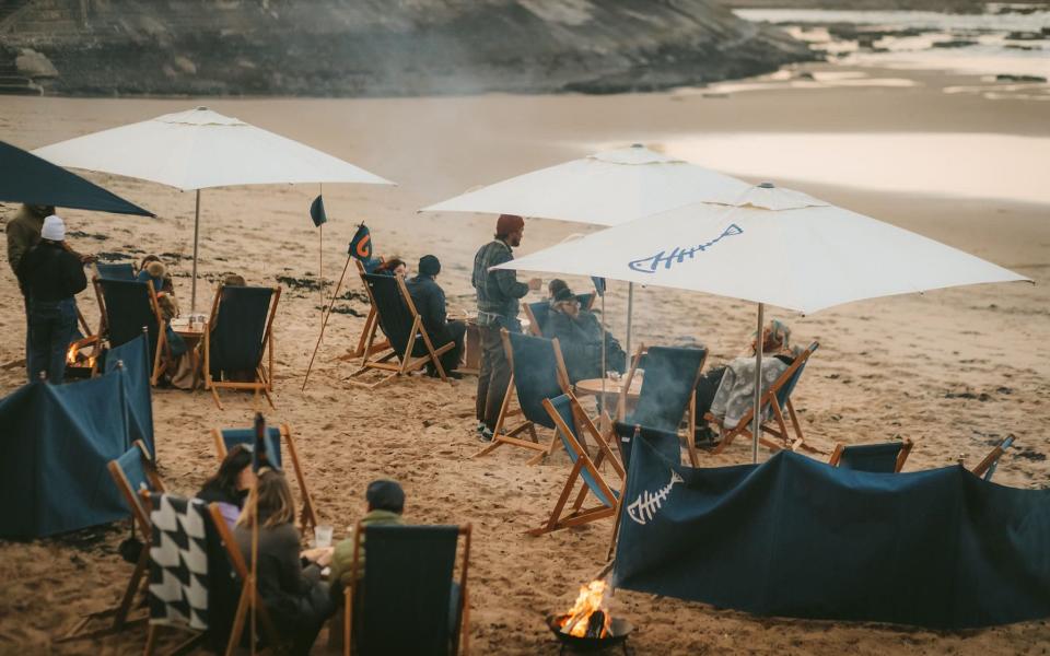 tables on beach