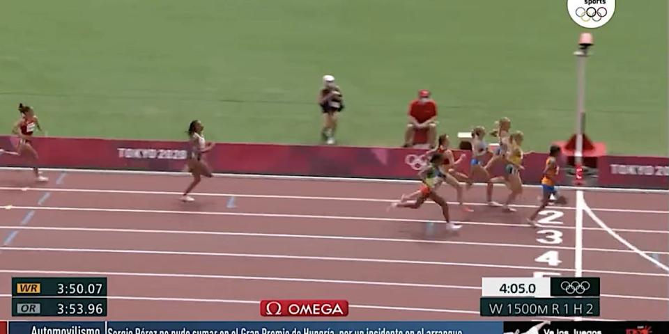 Sifan Hassan wins the women's 1,500 meter race at the Tokyo Olympics.