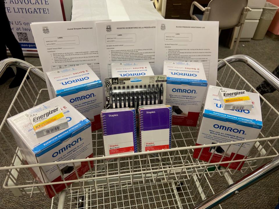Some high-risk pregnant women treated at Florida Department of Health Polk County are given these monitors and supplies for recording their blood pressure at home.