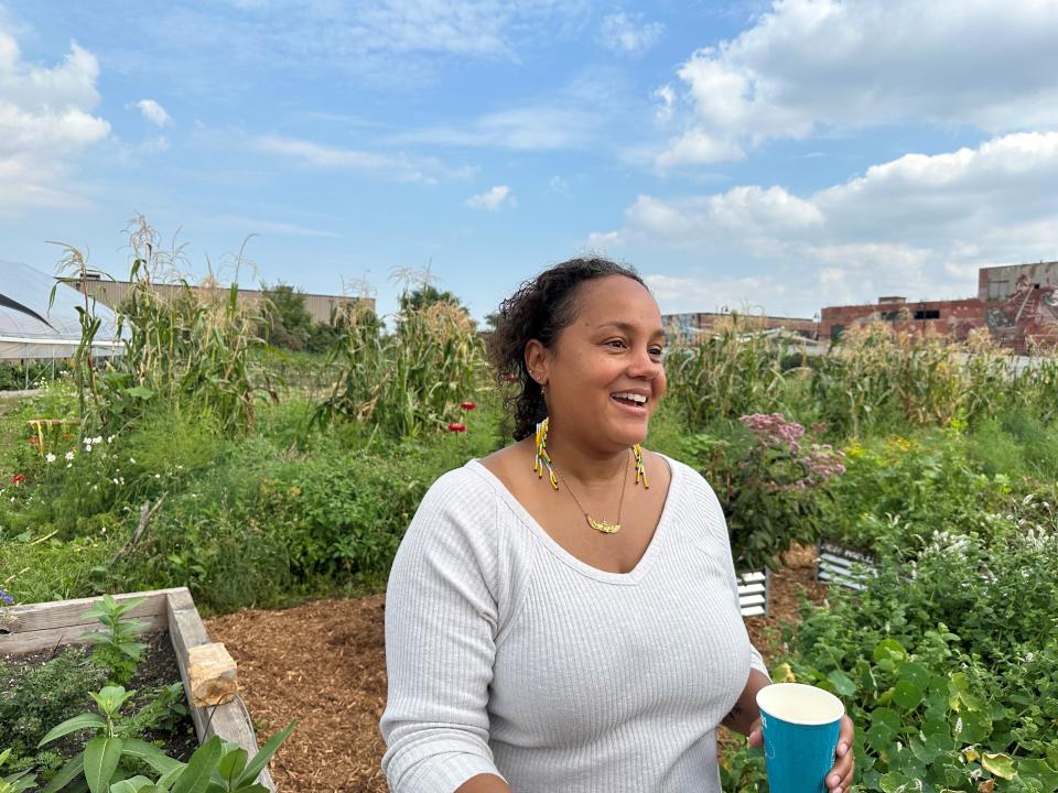 Tepfirah Rushdan, Detroit's new director of urban agriculture, speaks about her vision for the department on Monday, Sept. 11 at Keep Growing Detroit.
