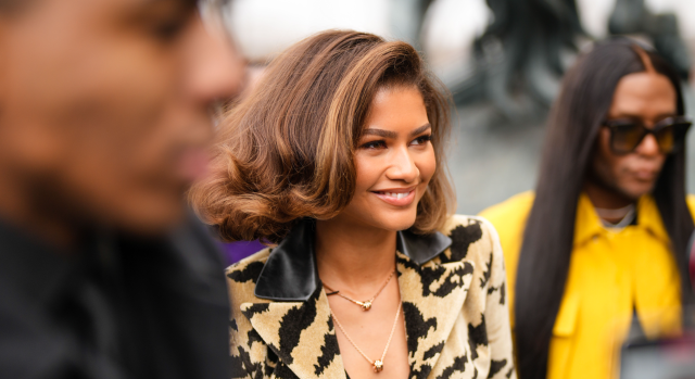 Zendaya Attends the Louis Vuitton Show In a Tiger-Printed Suit