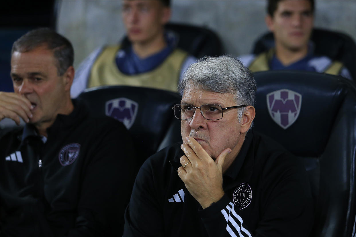 Tata Martino durante el partido entre Rayados de Monterrey e Inter Miami. (Alfredo López/Jam Media/Getty Images)