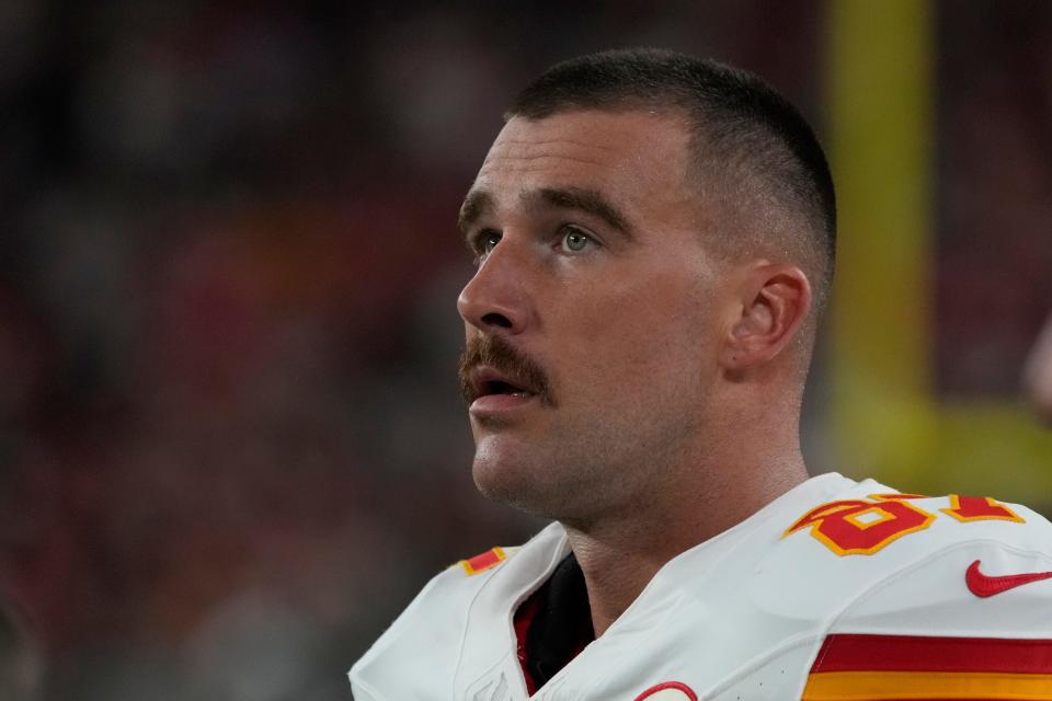 Travis Kelce hyperextended his knee in practice on Tuesday.