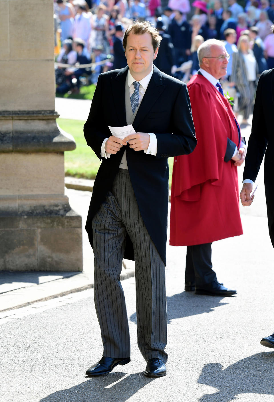 <p>The Duchess of Cornwall’s son arrives at the royal wedding. <em>[Photo: PA]</em> </p>