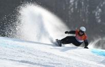 Snowboard - Pyeongchang 2018 Winter Olympics - Men's Parallel Giant Slalom Finals - Phoenix Snow Park - Pyeongchang, South Korea - February 24, 2018 - Lee Sang-ho of South Korea competes. REUTERS/Dylan Martinez