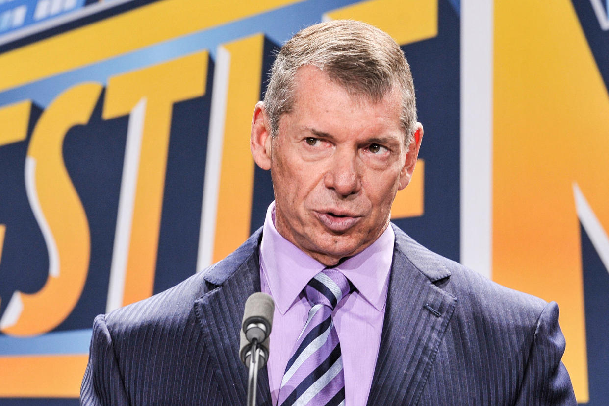 Vince McMahon speaks during a press conference (Michael N. Todaro / Getty Images file)