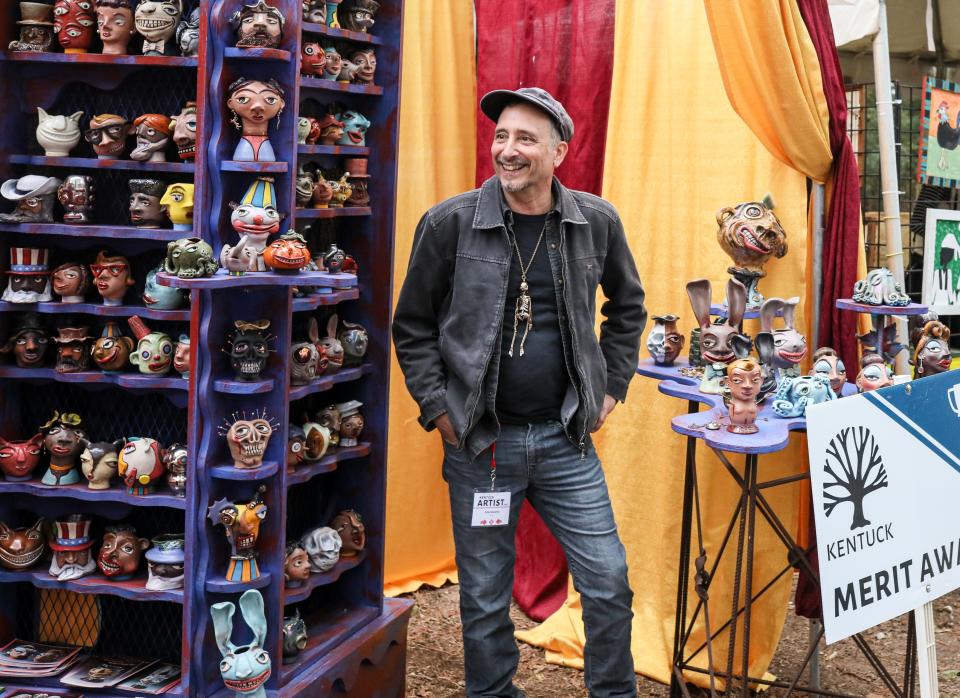 Ricky Boscarino, a merit award winner, displays his craft at the Kentuck Festival at Kentuck Park in Northport Sunday, Oct. 15, 2023.