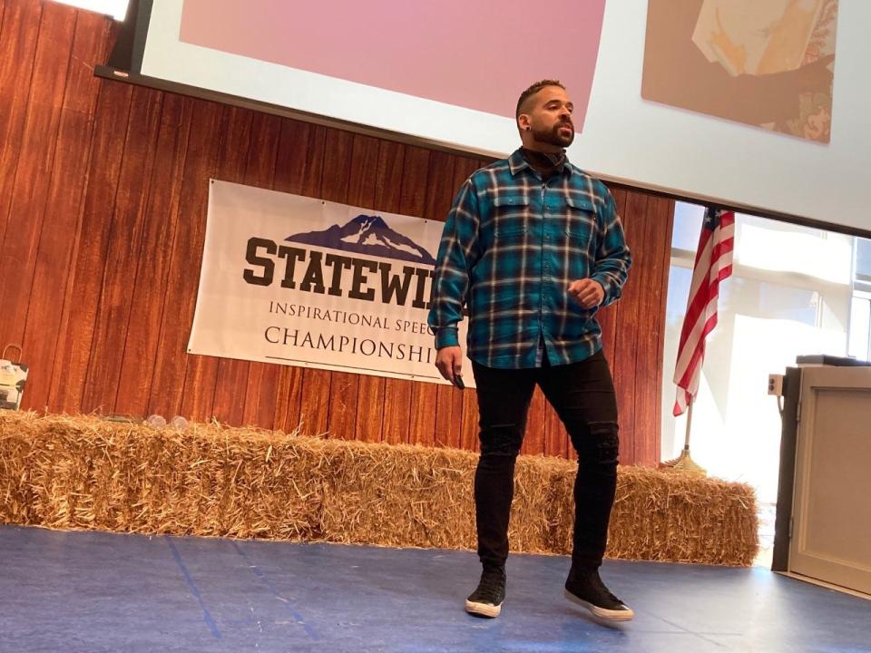 Levi Pixton at the Statewide Inspirational Speech Championship on July 23 2022.