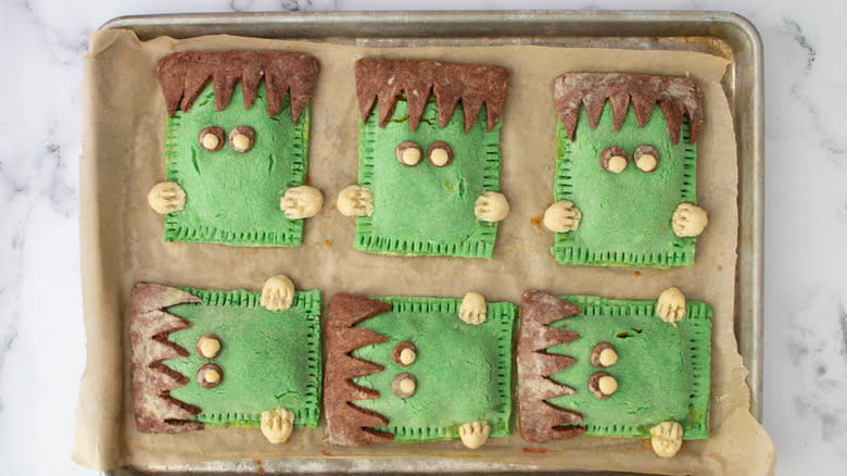 six Frankenstein hand pies