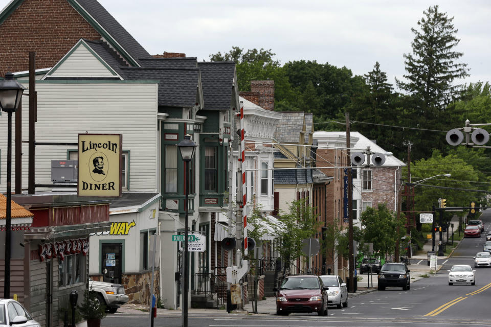 In this Friday, May 24, 2013 photo, shown is the town of Gettysburg, Pa. Tens of thousands of visitors are expected for the 10-day schedule of events that begin June 29 to mark 150th anniversary of the Battle of Gettysburg that took that took place July 1-3, 1863. (AP Photo/Matt Rourke)