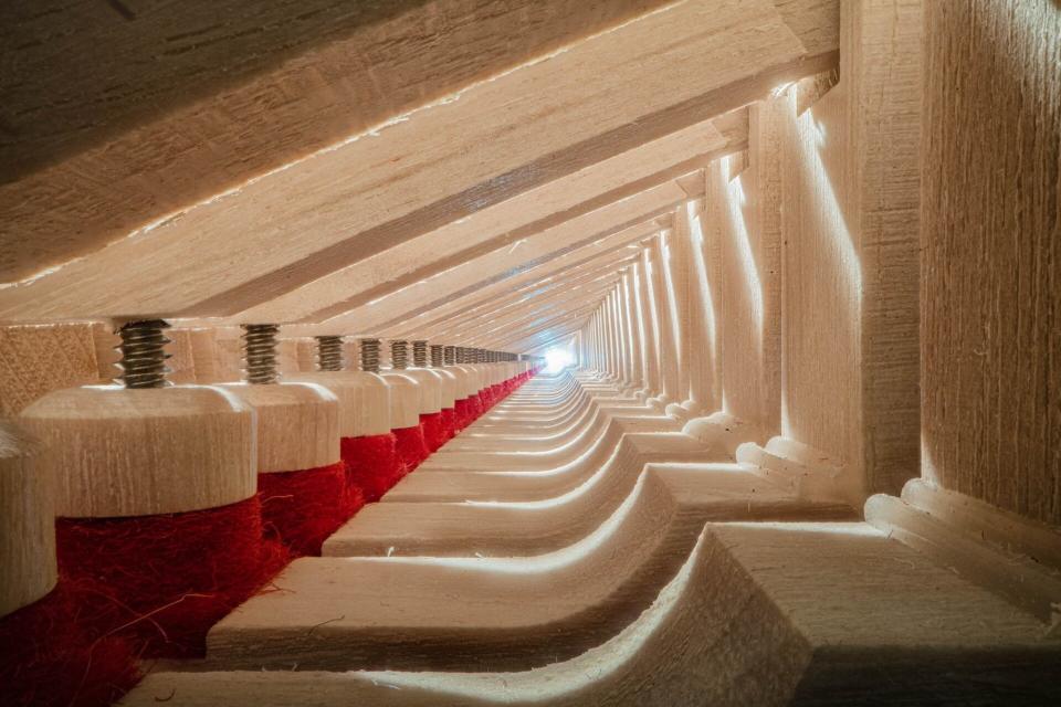 Super close-up look at the inside of a grand piano, as featured in Charles Brooks' 