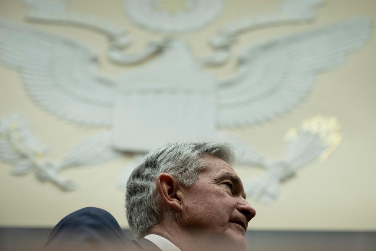 Chairman of the Federal Reserve Jerome H. Powell arrives for a hearing of the House Committee on Financial Services on Capitol Hill June 23, 2022, in Washington, DC. (Photo by Brendan Smialowski / AFP) (Photo by BRENDAN SMIALOWSKI/AFP via Getty Images)