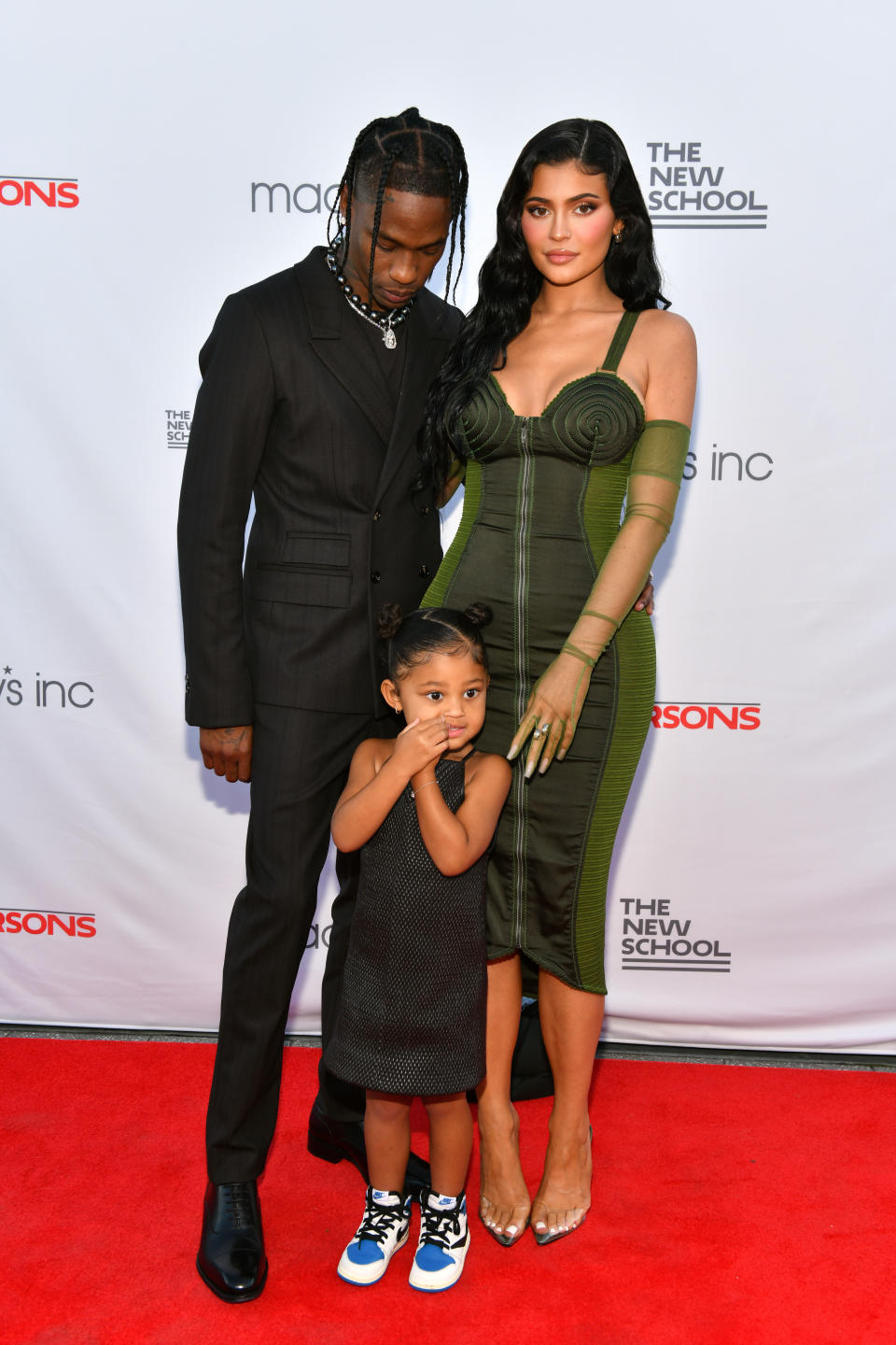 Travis Scott, Kylie Jenner, and daughter Stormi Webster attend the The 72nd Annual Parsons Benefit at Pier 17 on June 15, 2021 in New York City