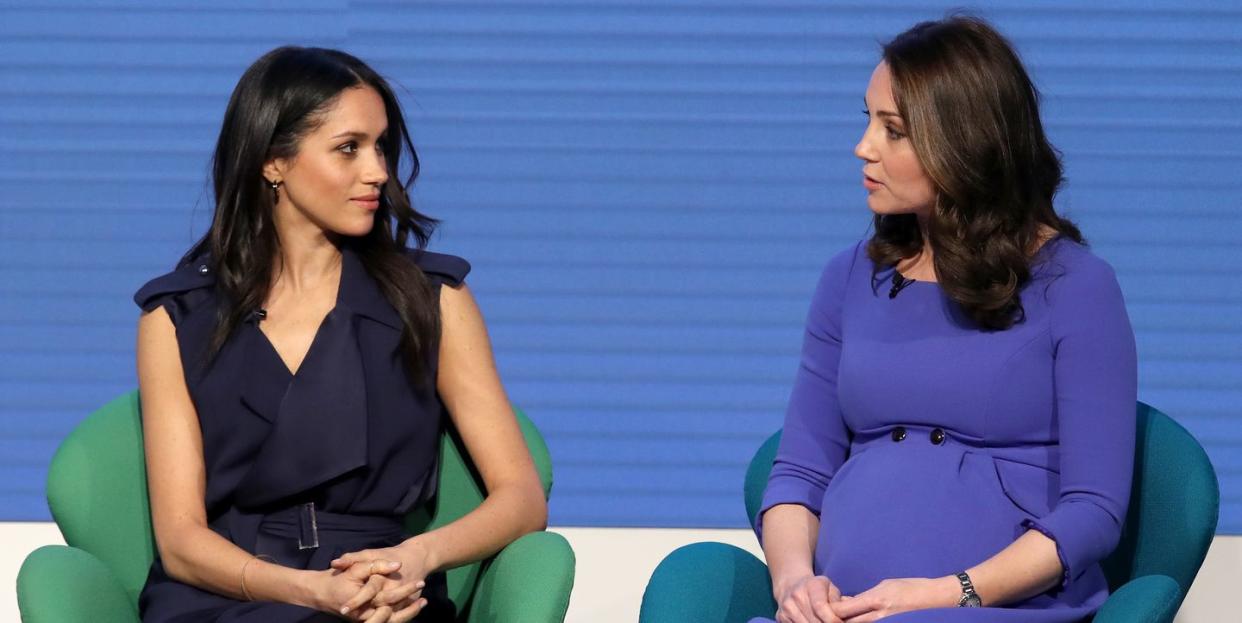 london, england february 28 l r meghan markle and catherine, duchess of cambridge attend the first annual royal foundation forum held at aviva on february 28, 2018 in london, england under the theme making a difference together, the event will showcase the programmes run or initiated by the royal foundation photo by chris jackson wpa poolgetty images