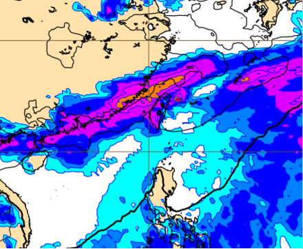 最新（12日20時）歐洲（ECMWF）模式模擬。