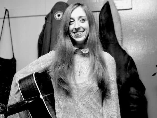 <p>Earl Leaf/Michael Ochs Archives/Getty </p> Judee Sill backstage at The Troubadour in West Hollywood on January 6, 1972.