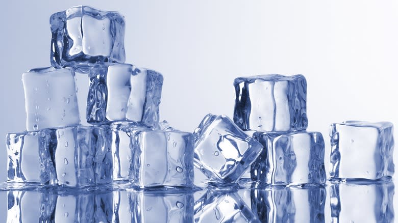 Close-up of stacked ice cubes