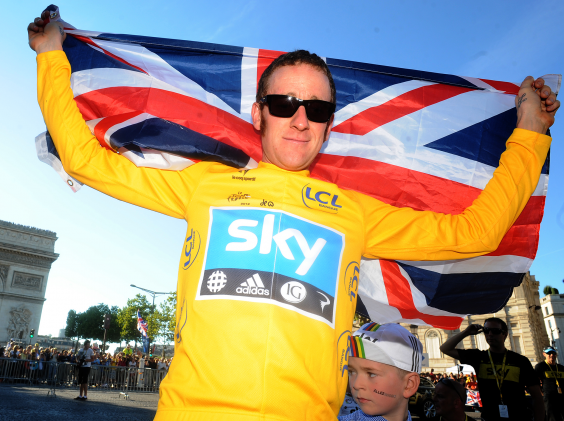 Bradley Wiggins celebrating his 2012 Tour de France win (Getty)