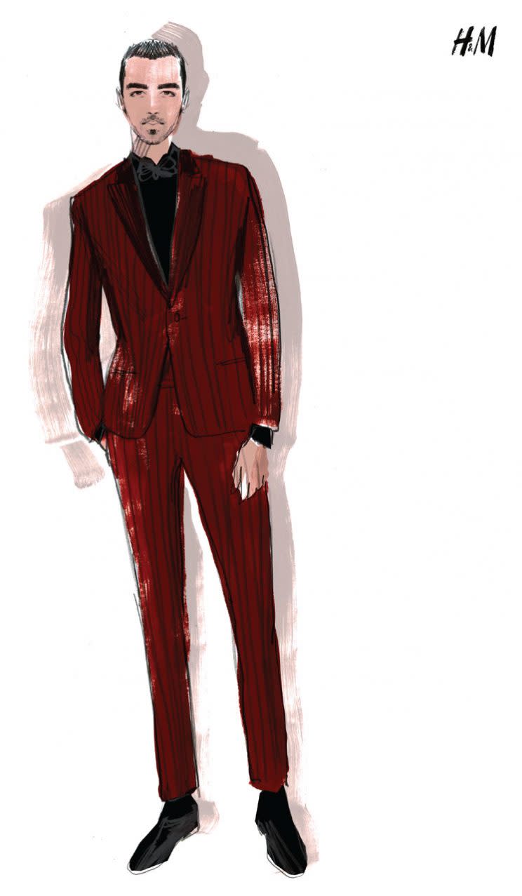 Illustration from H&M of Joe Jonas’s custom suit.